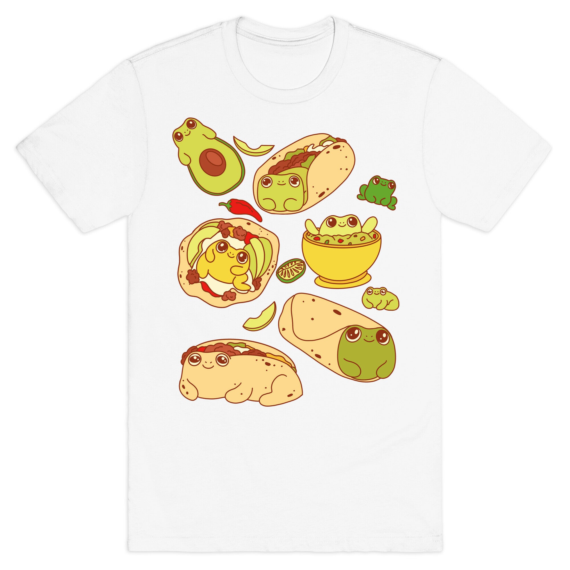 Mexican Food Frogs Pattern T-Shirt