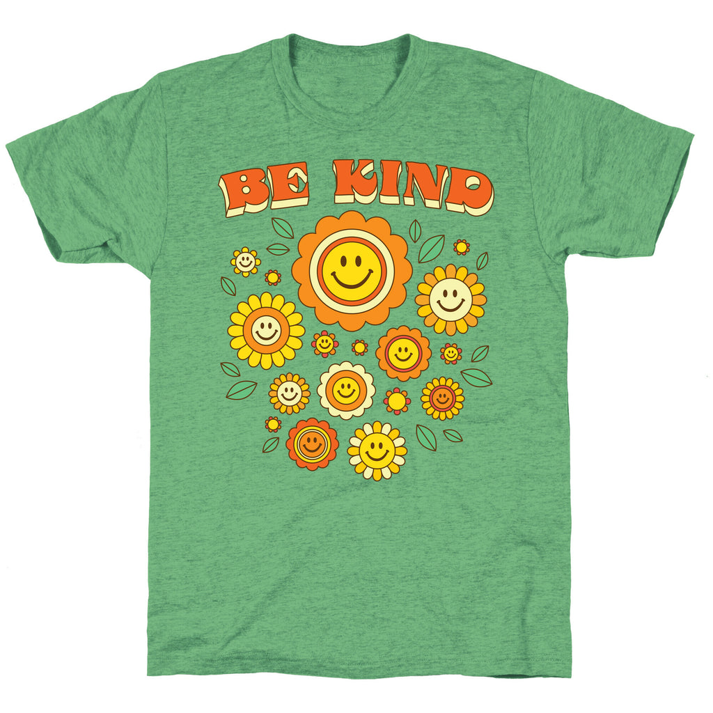Be Kind Flower Power Smileys Unisex Triblend Tee
