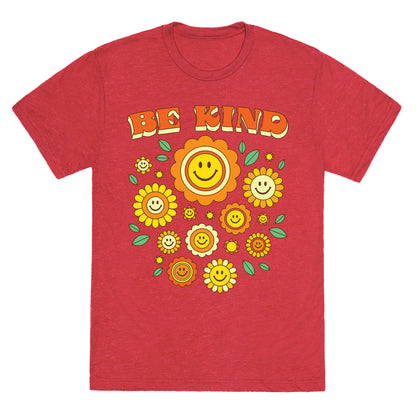Be Kind Flower Power Smileys Unisex Triblend Tee
