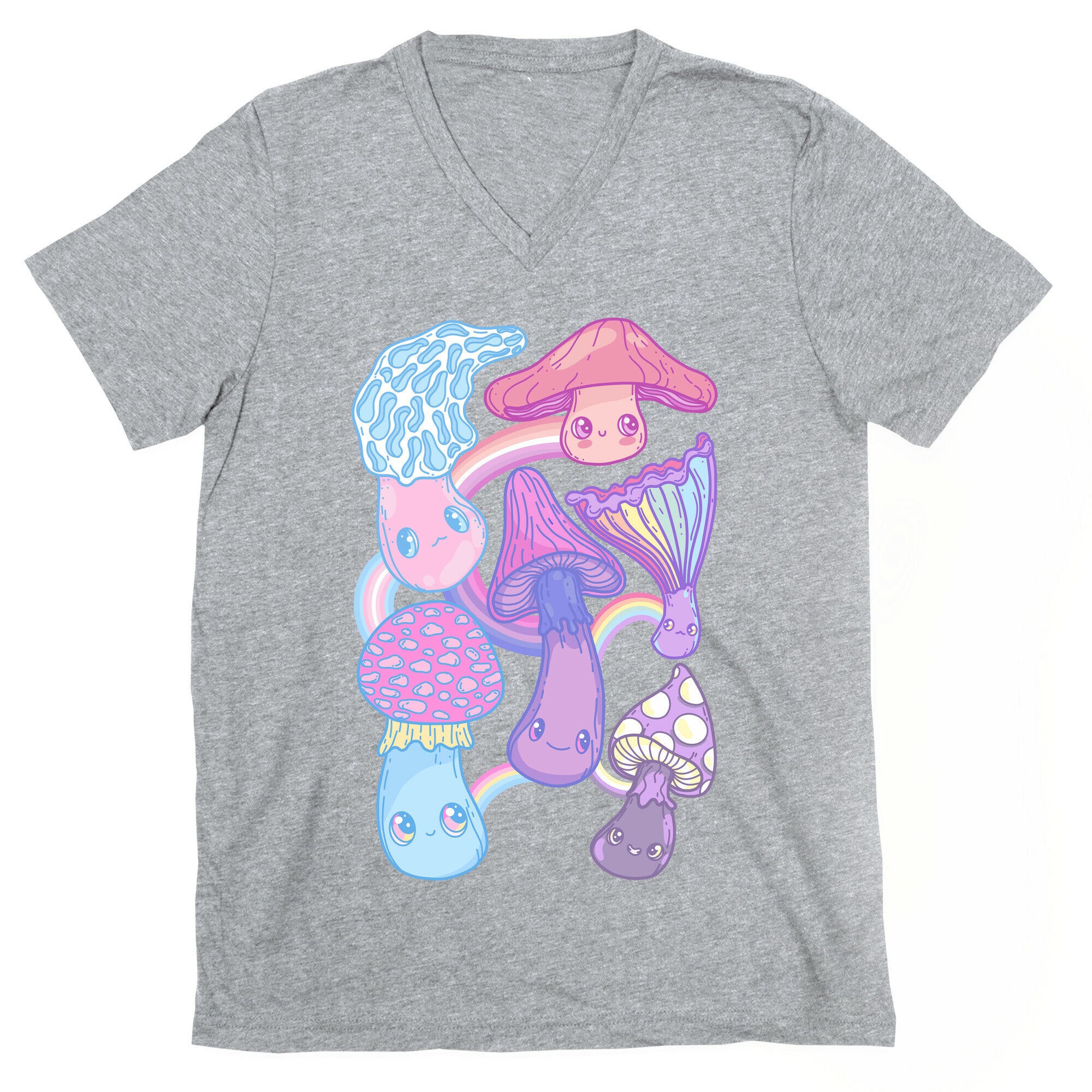 Pastel Pride Mushrooms V-Neck