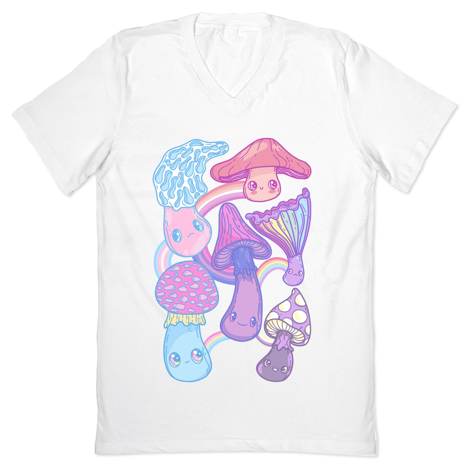 Pastel Pride Mushrooms V-Neck