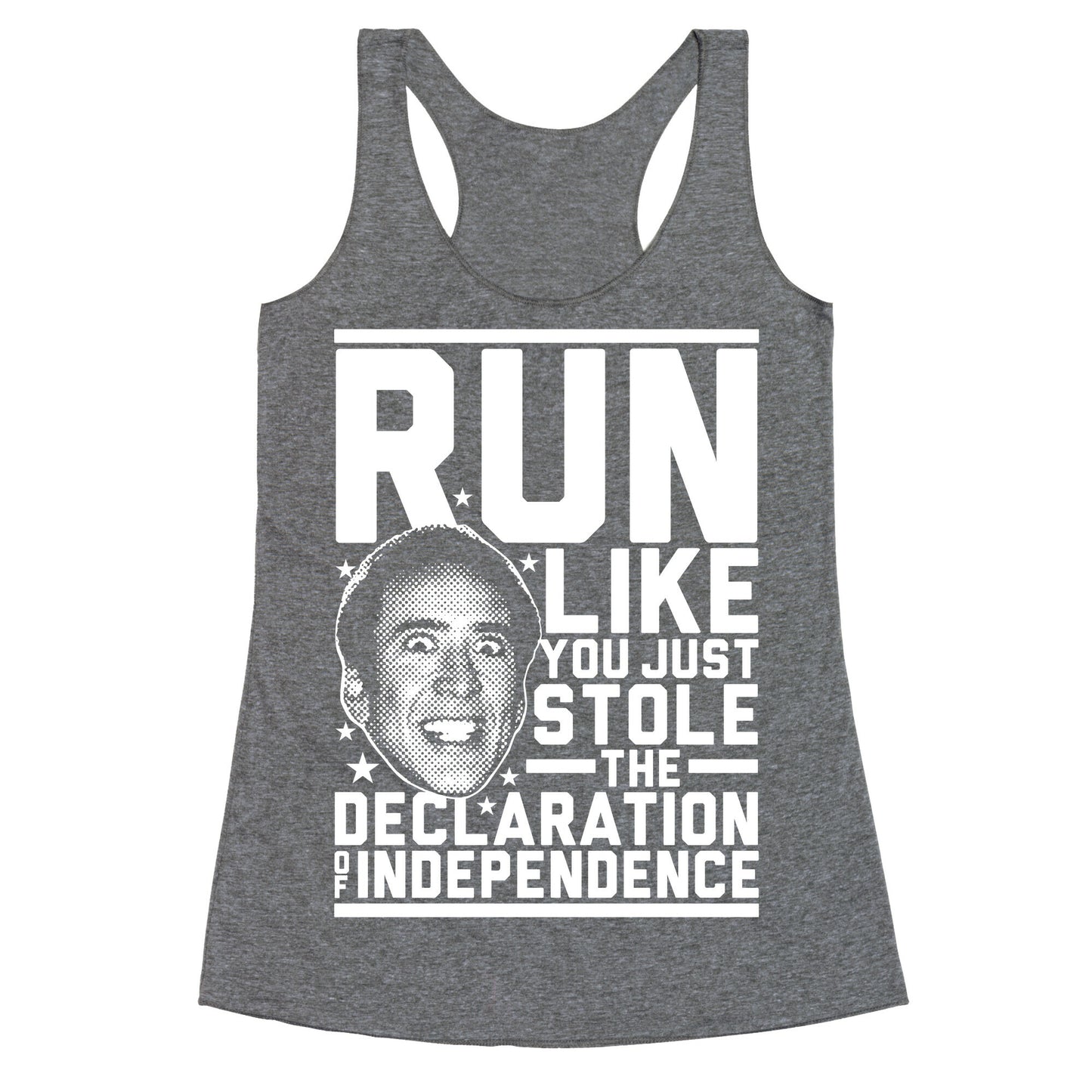 Run Like Nick Cage Racerback Tank
