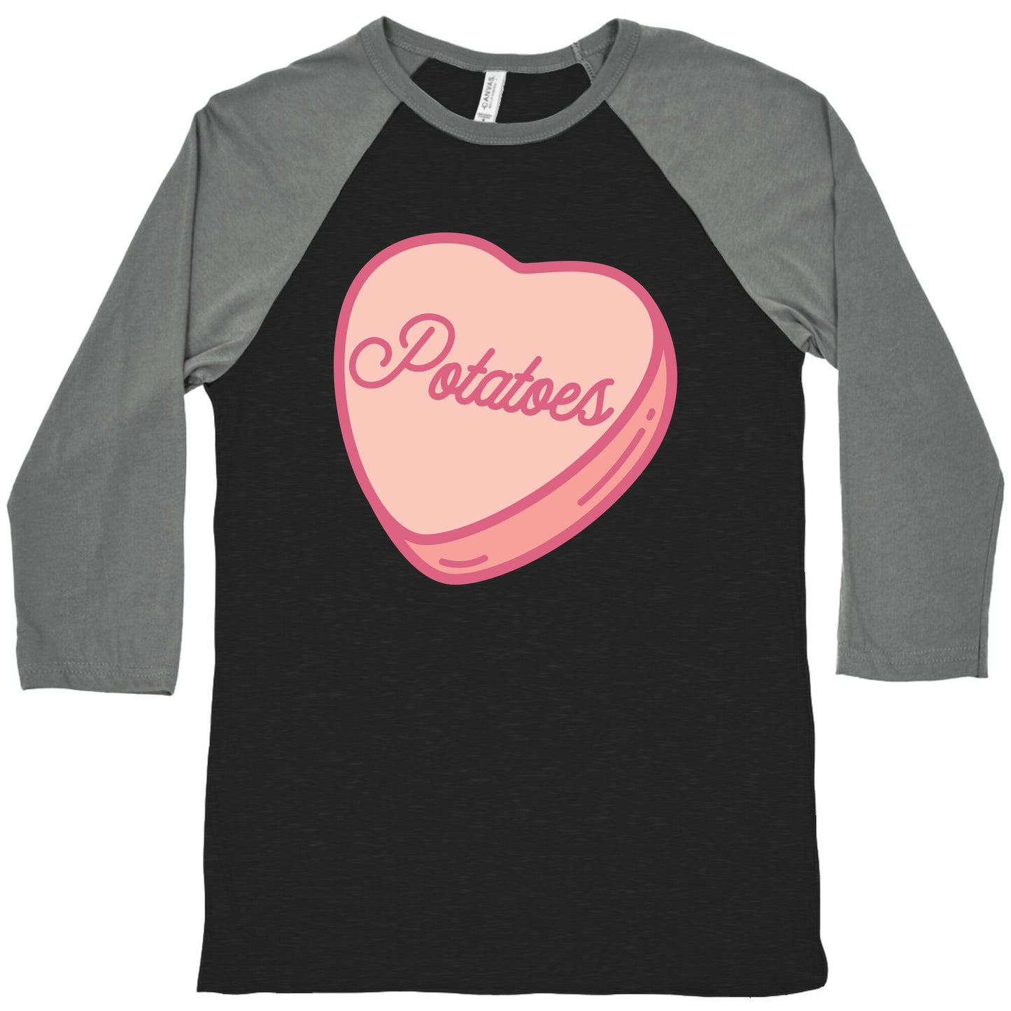 Potatoes Candy Heart Baseball Tee