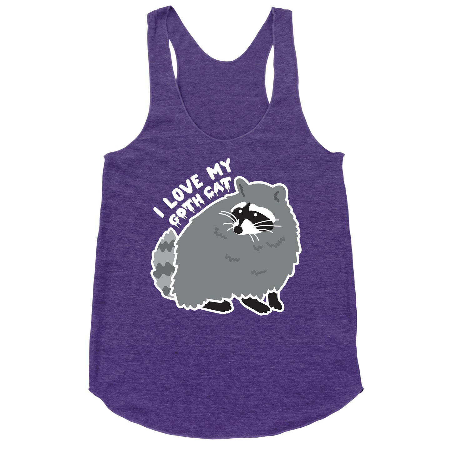 I Love My Goth Cat Raccoon Racerback Tank