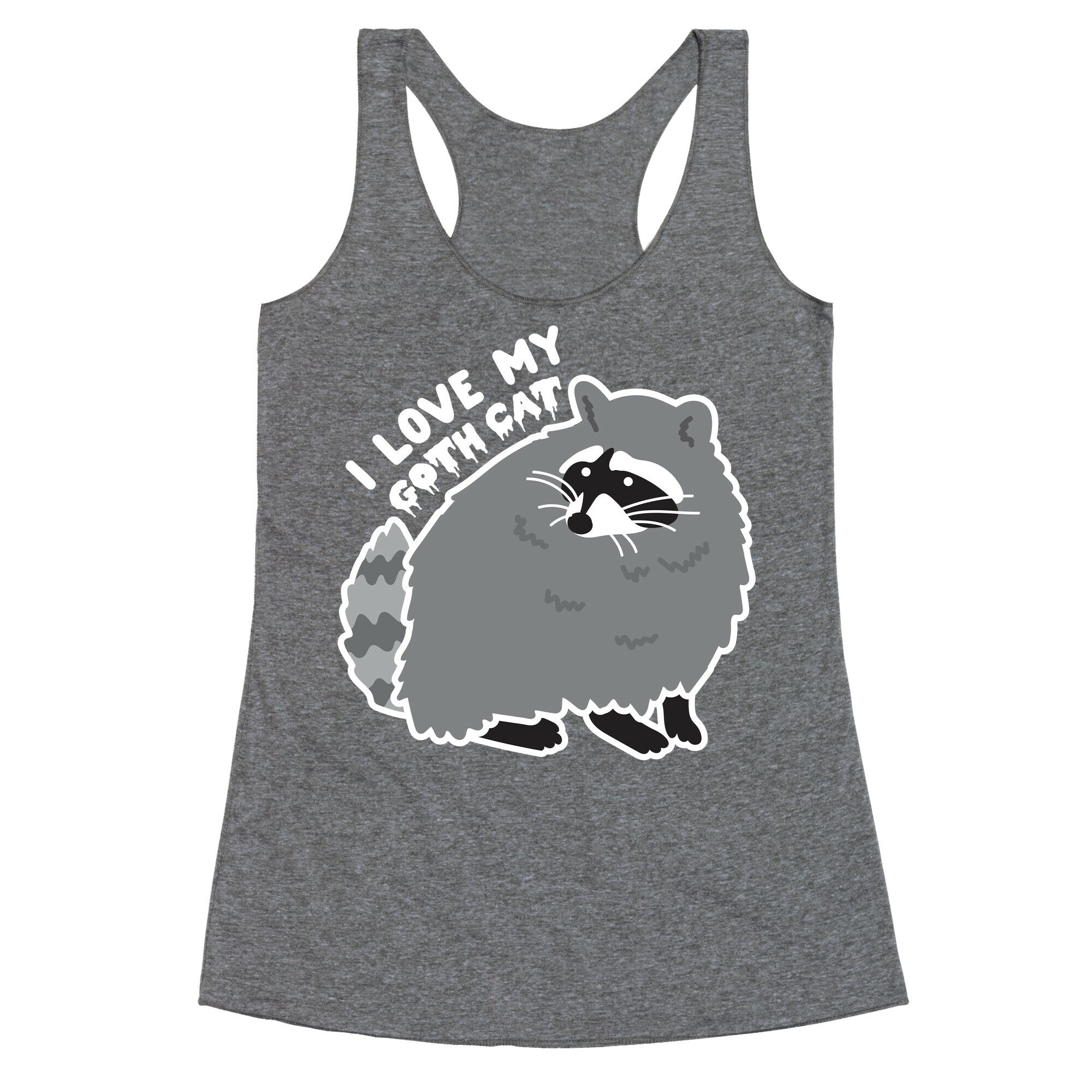 I Love My Goth Cat Raccoon Racerback Tank