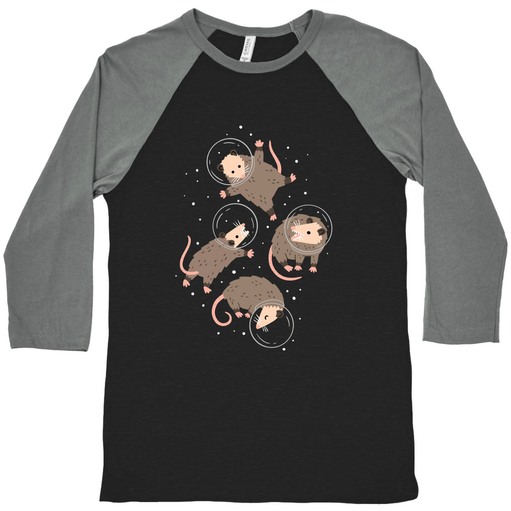 Opossums In Space Baseball Tee