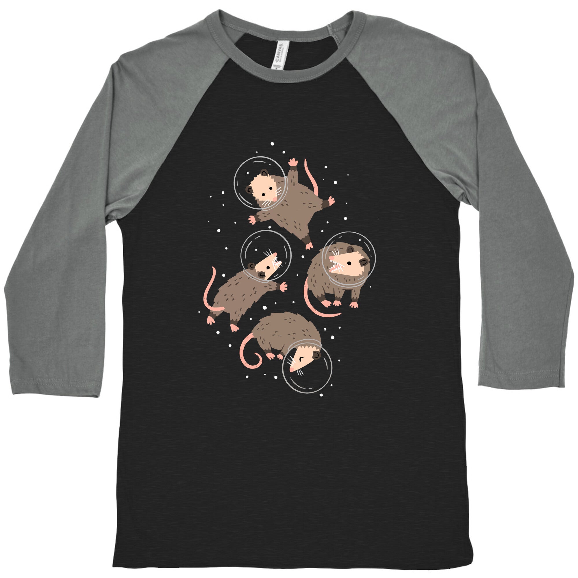 Opossums In Space Baseball Tee