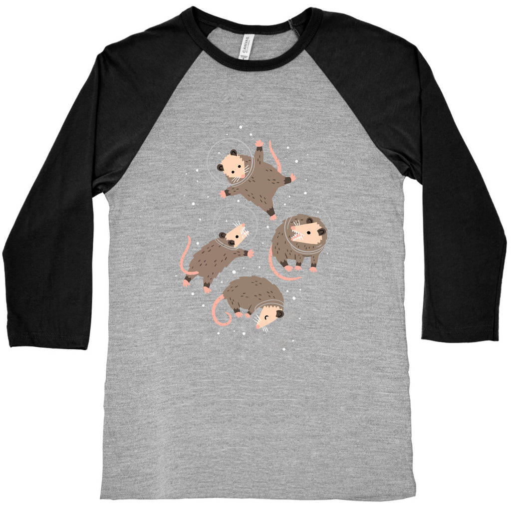 Opossums In Space Baseball Tee