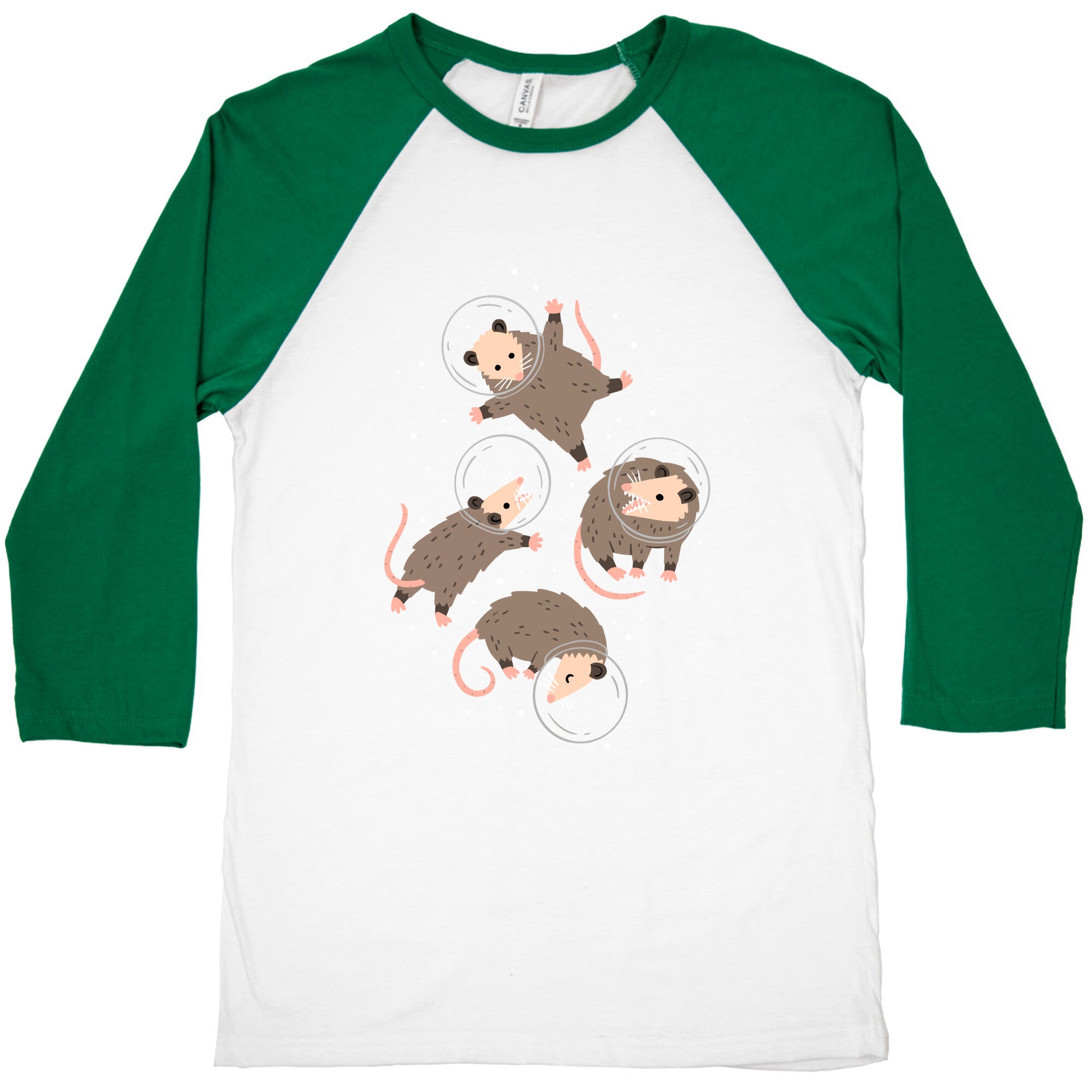 Opossums In Space Baseball Tee