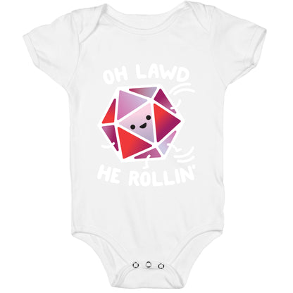 Oh Lawd He Rollin D20 Baby One Piece