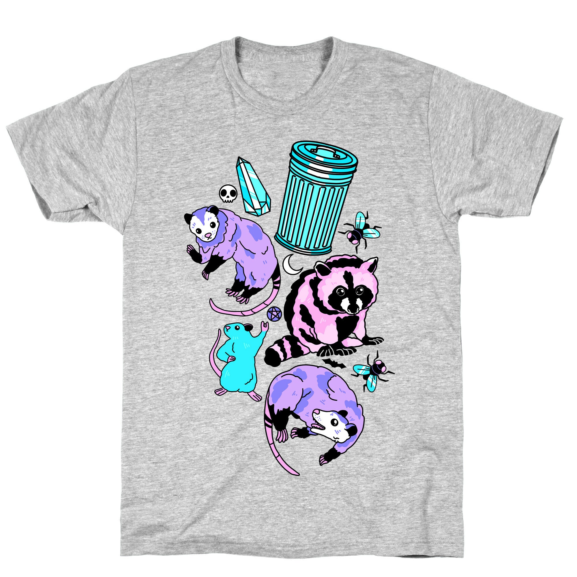 Pastel Goth Trash Animals Pattern T-Shirt
