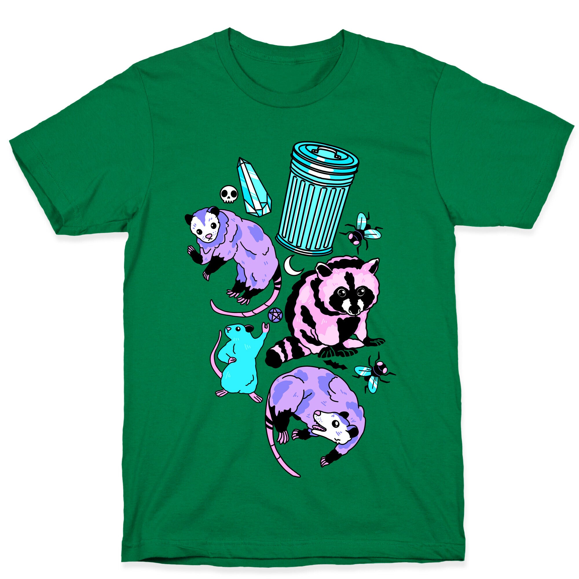 Pastel Goth Trash Animals Pattern T-Shirt