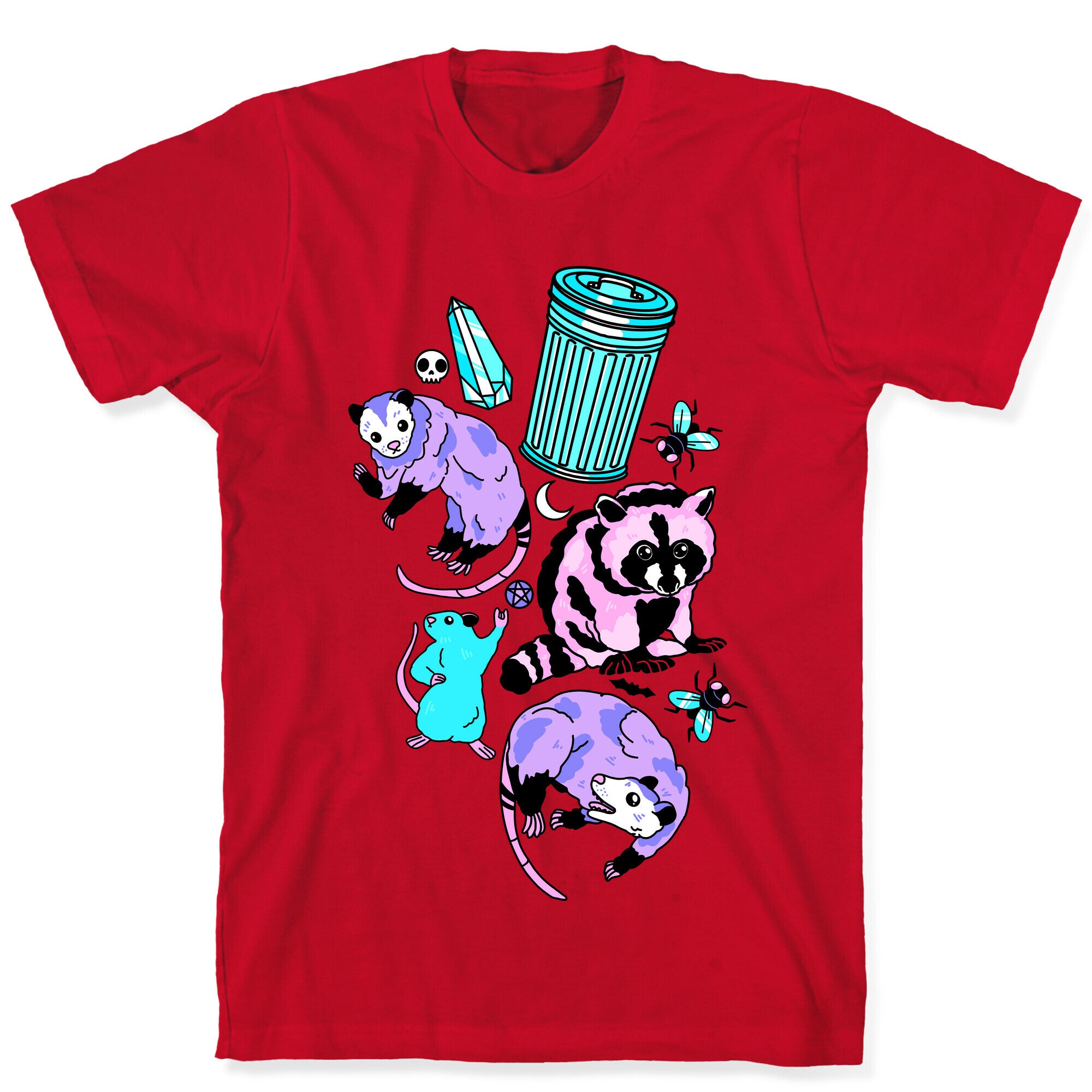 Pastel Goth Trash Animals Pattern T-Shirt