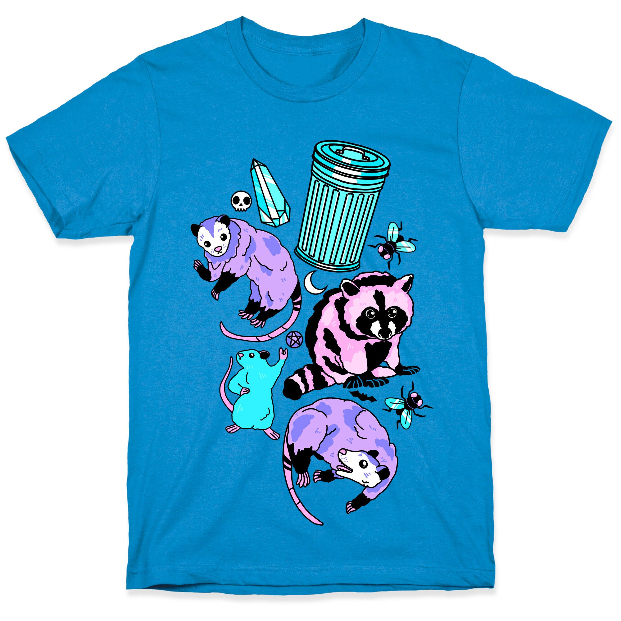 Pastel Goth Trash Animals Pattern T-Shirt