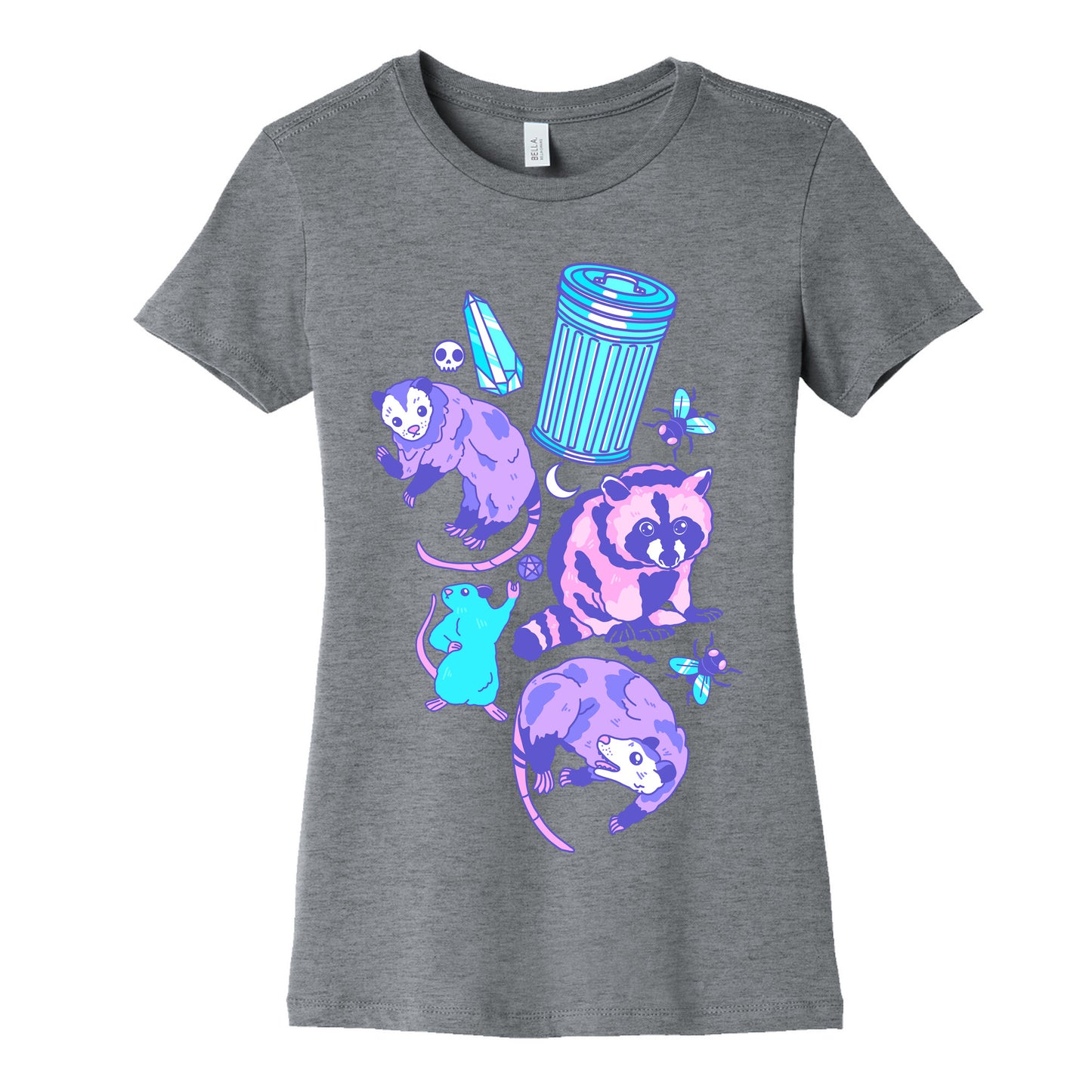 Pastel Goth Trash Animals Pattern Women's Cotton Tee