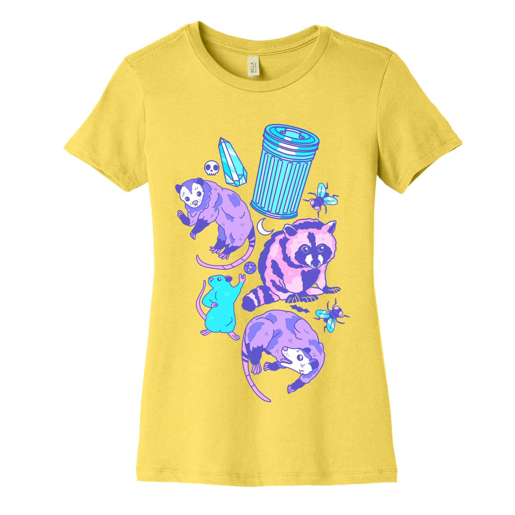 Pastel Goth Trash Animals Pattern Women's Cotton Tee