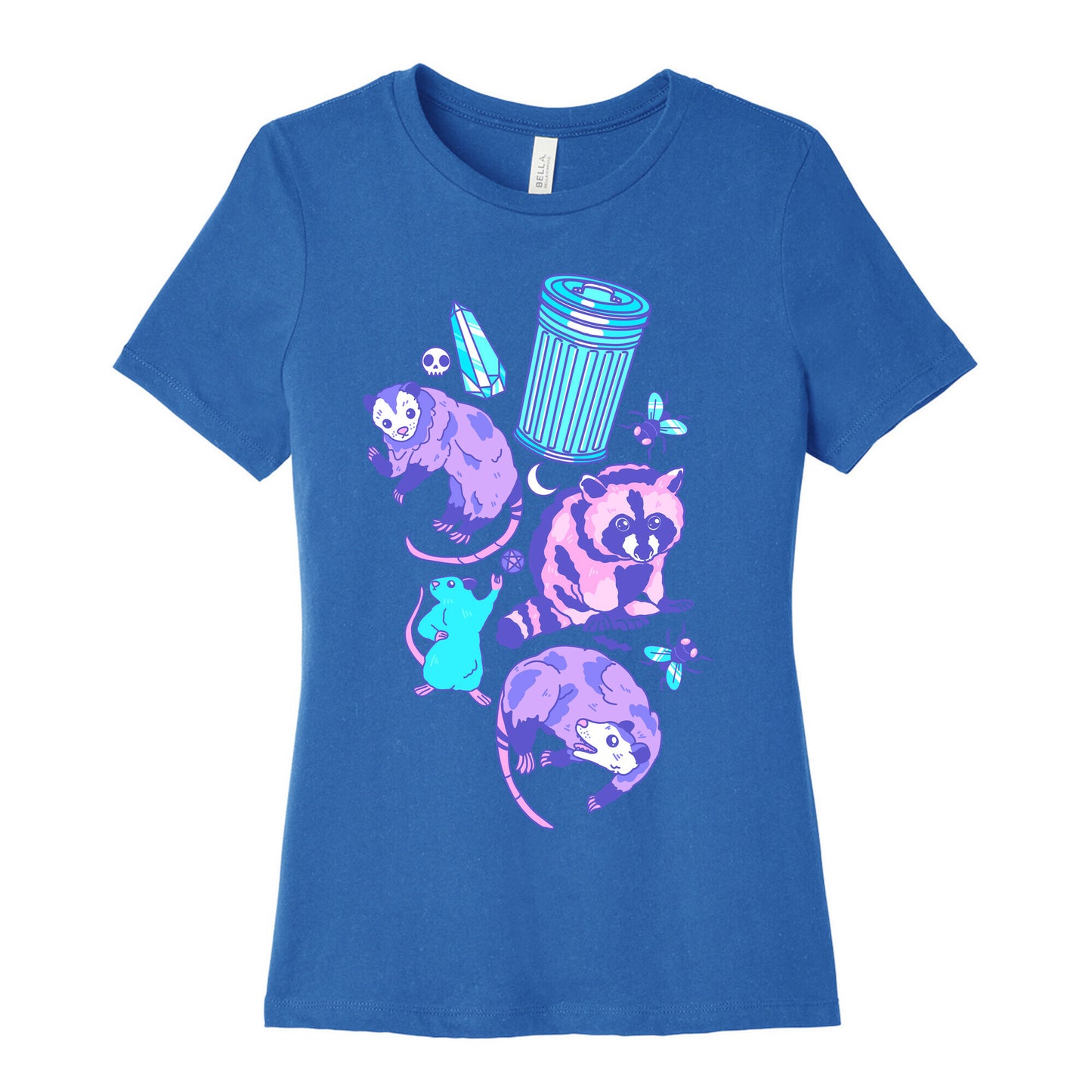 Pastel Goth Trash Animals Pattern Women's Cotton Tee