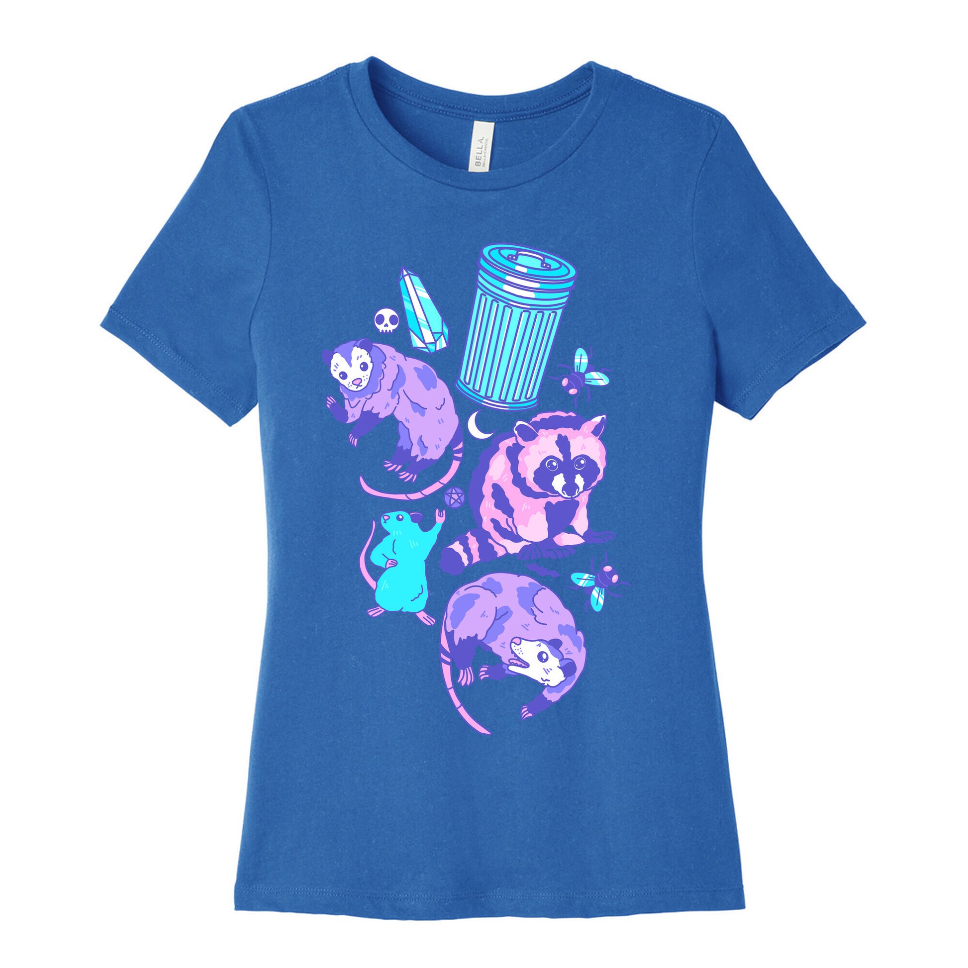Pastel Goth Trash Animals Pattern Women's Cotton Tee