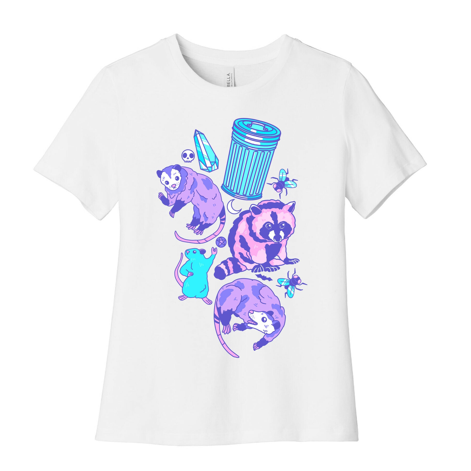 Pastel Goth Trash Animals Pattern Women's Cotton Tee