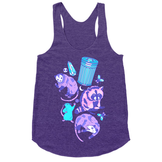 Pastel Goth Trash Animals Pattern Racerback Tank