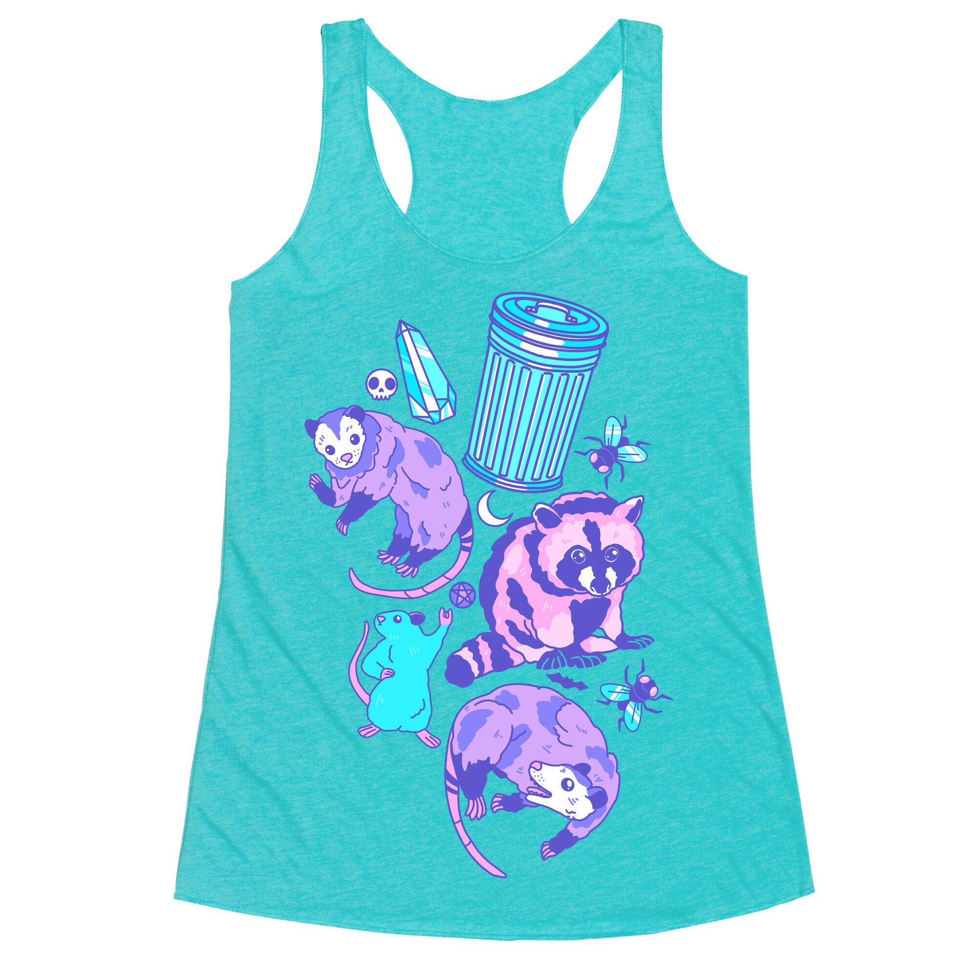 Pastel Goth Trash Animals Pattern Racerback Tank