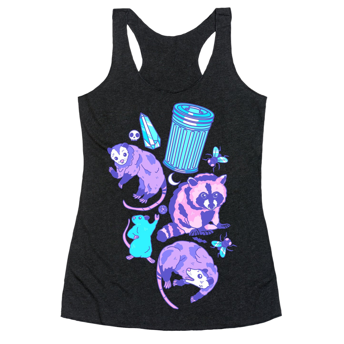 Pastel Goth Trash Animals Pattern Racerback Tank