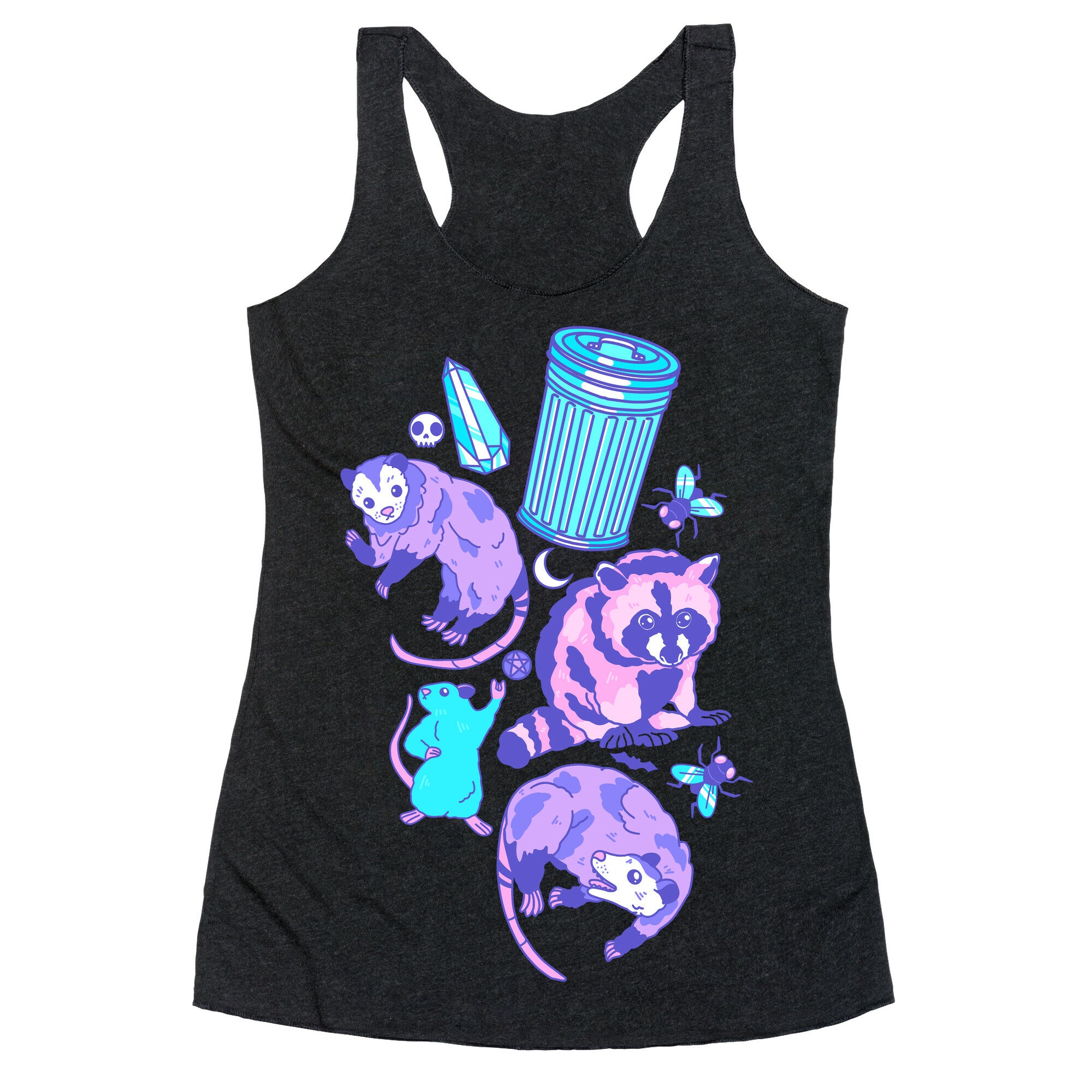 Pastel Goth Trash Animals Pattern Racerback Tank