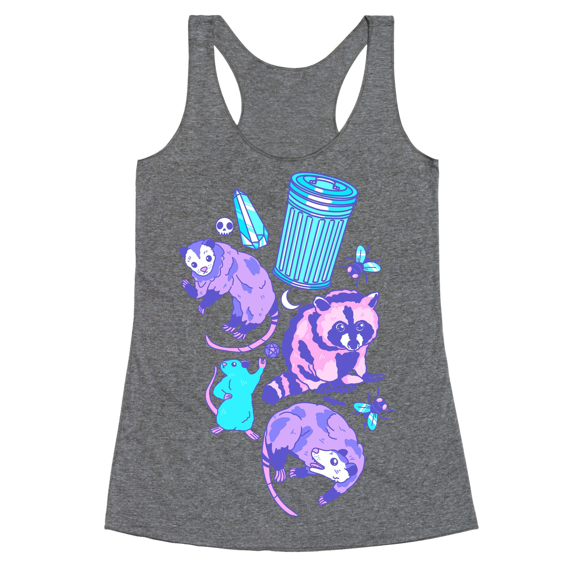 Pastel Goth Trash Animals Pattern Racerback Tank