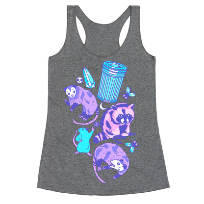 Pastel Goth Trash Animals Pattern Racerback Tank