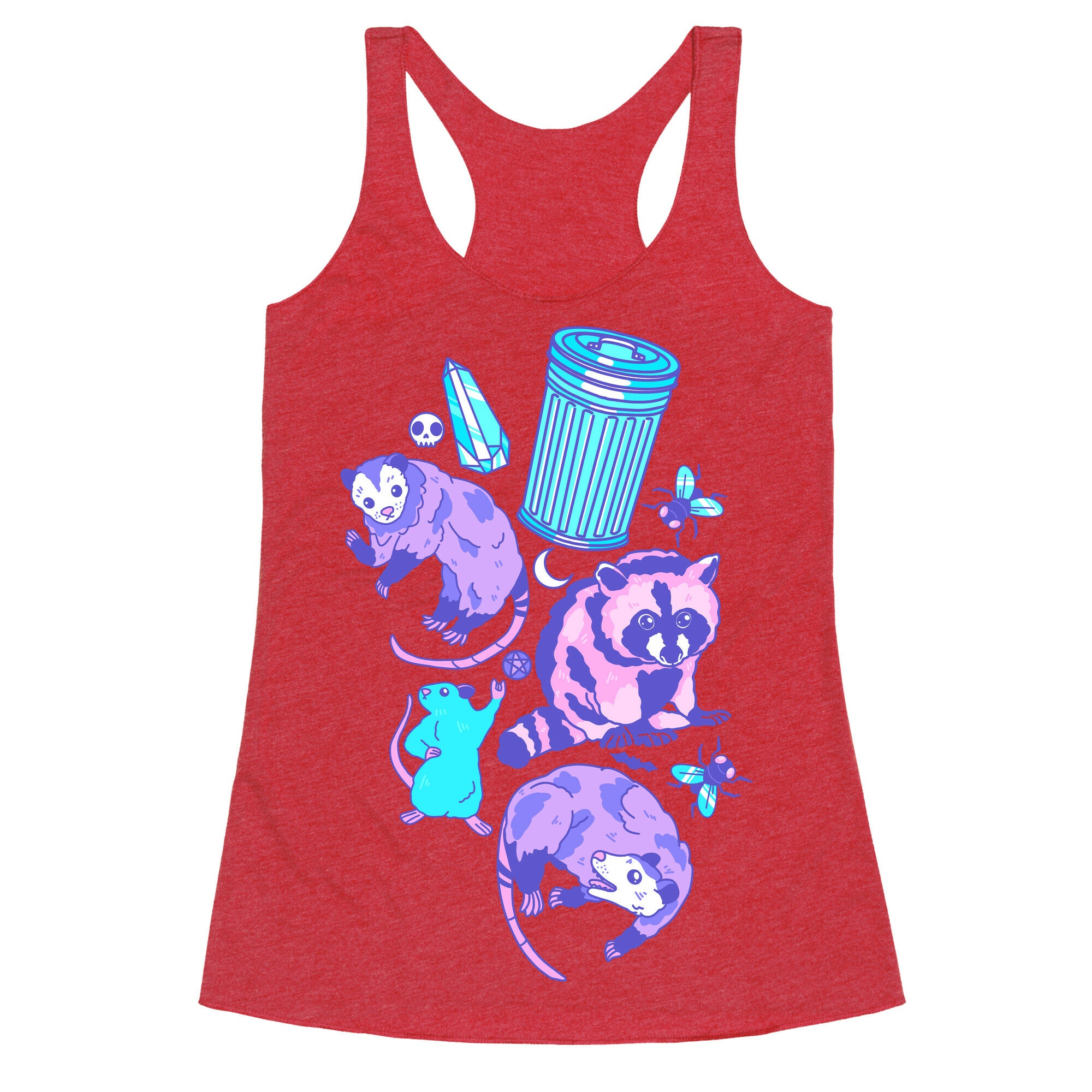 Pastel Goth Trash Animals Pattern Racerback Tank
