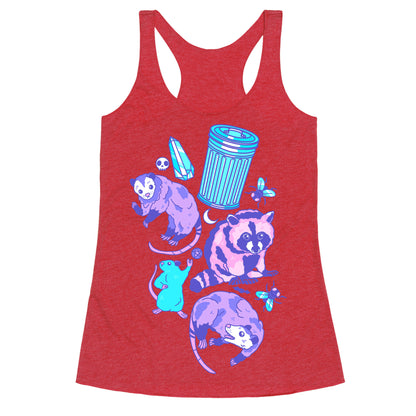 Pastel Goth Trash Animals Pattern Racerback Tank