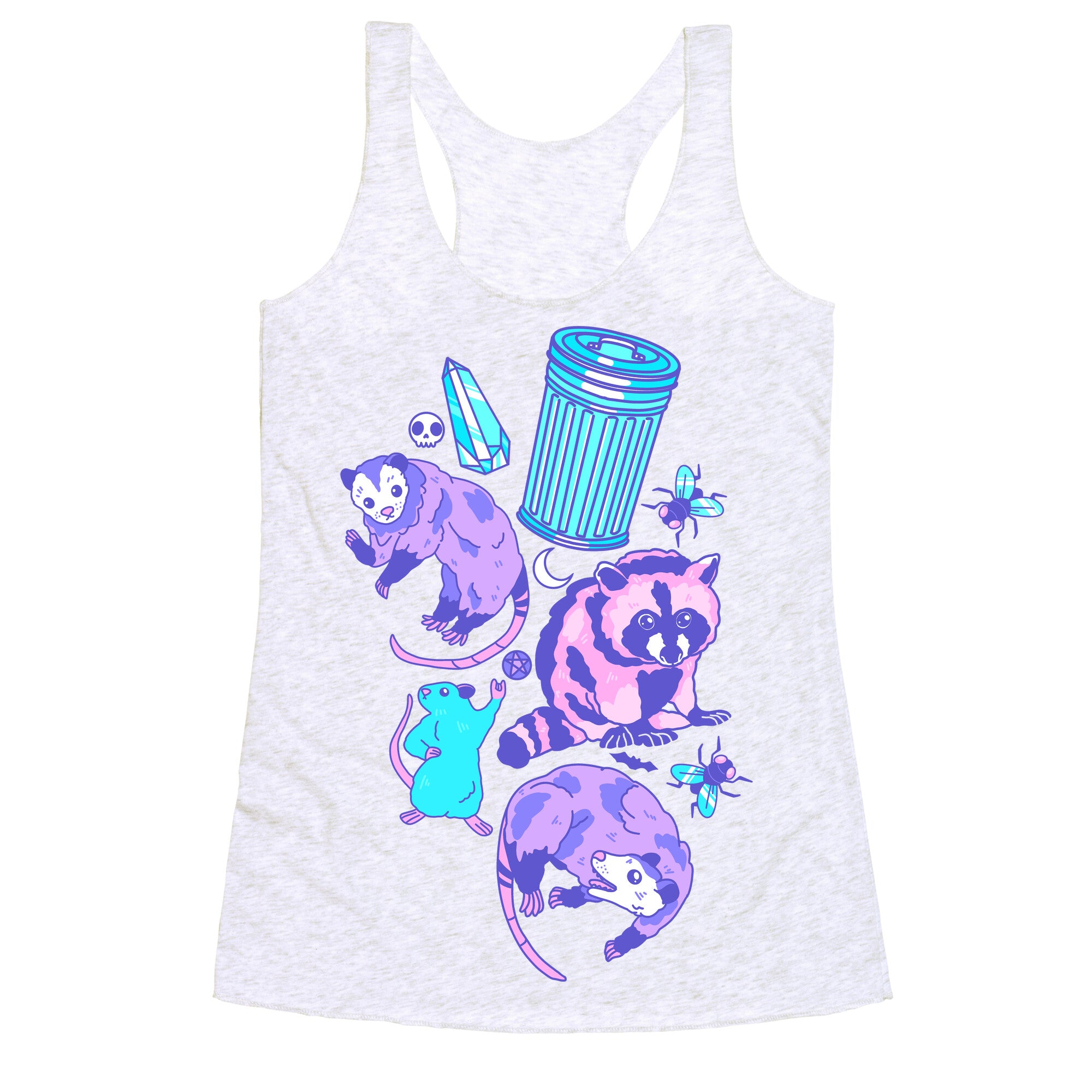 Pastel Goth Trash Animals Pattern Racerback Tank