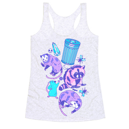 Pastel Goth Trash Animals Pattern Racerback Tank