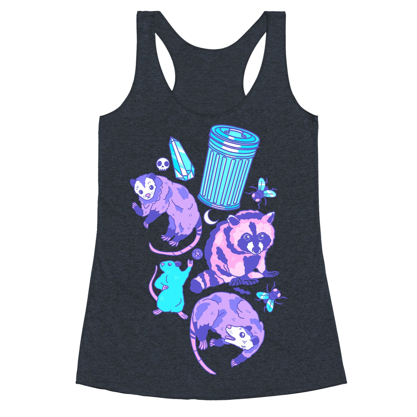 Pastel Goth Trash Animals Pattern Racerback Tank