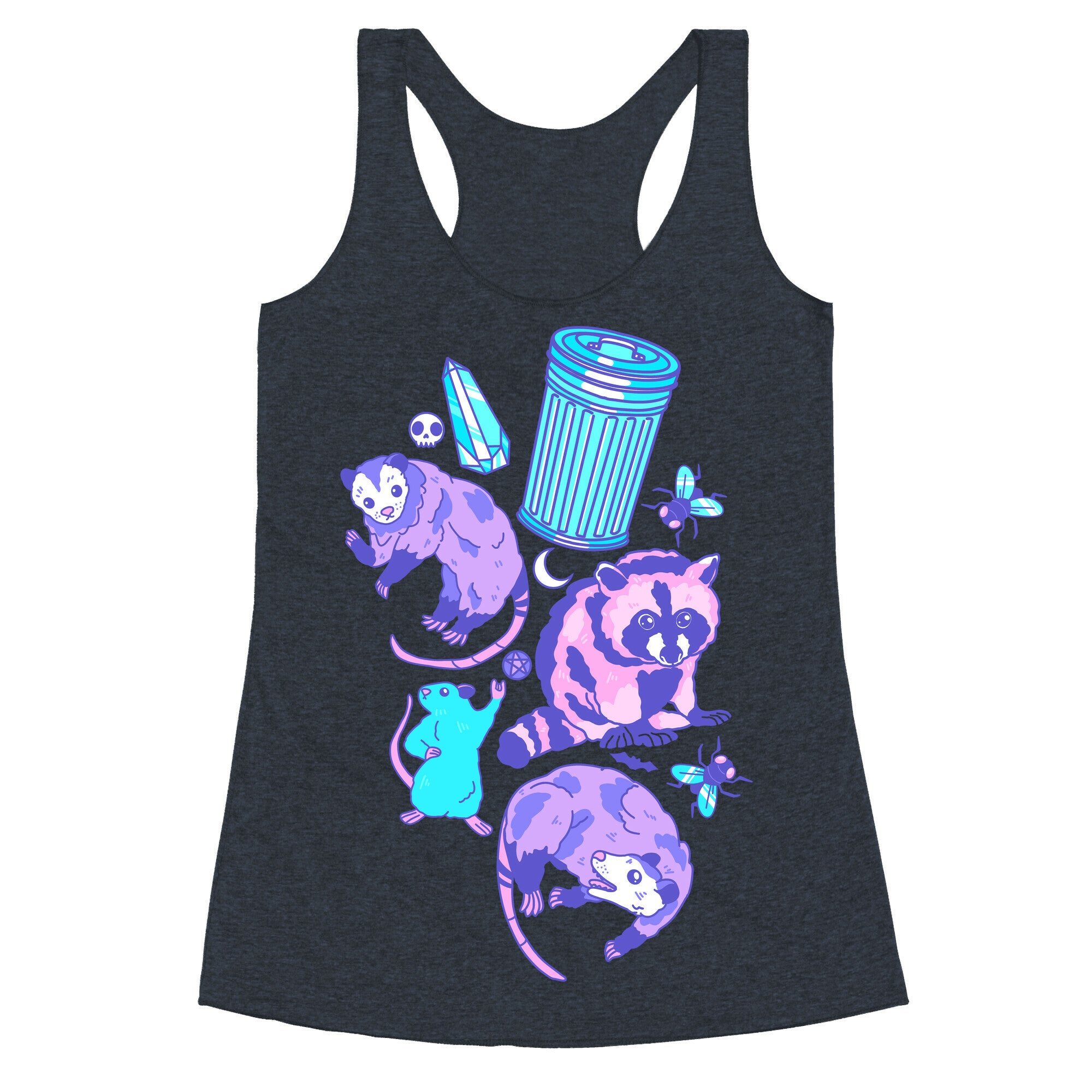 Pastel Goth Trash Animals Pattern Racerback Tank