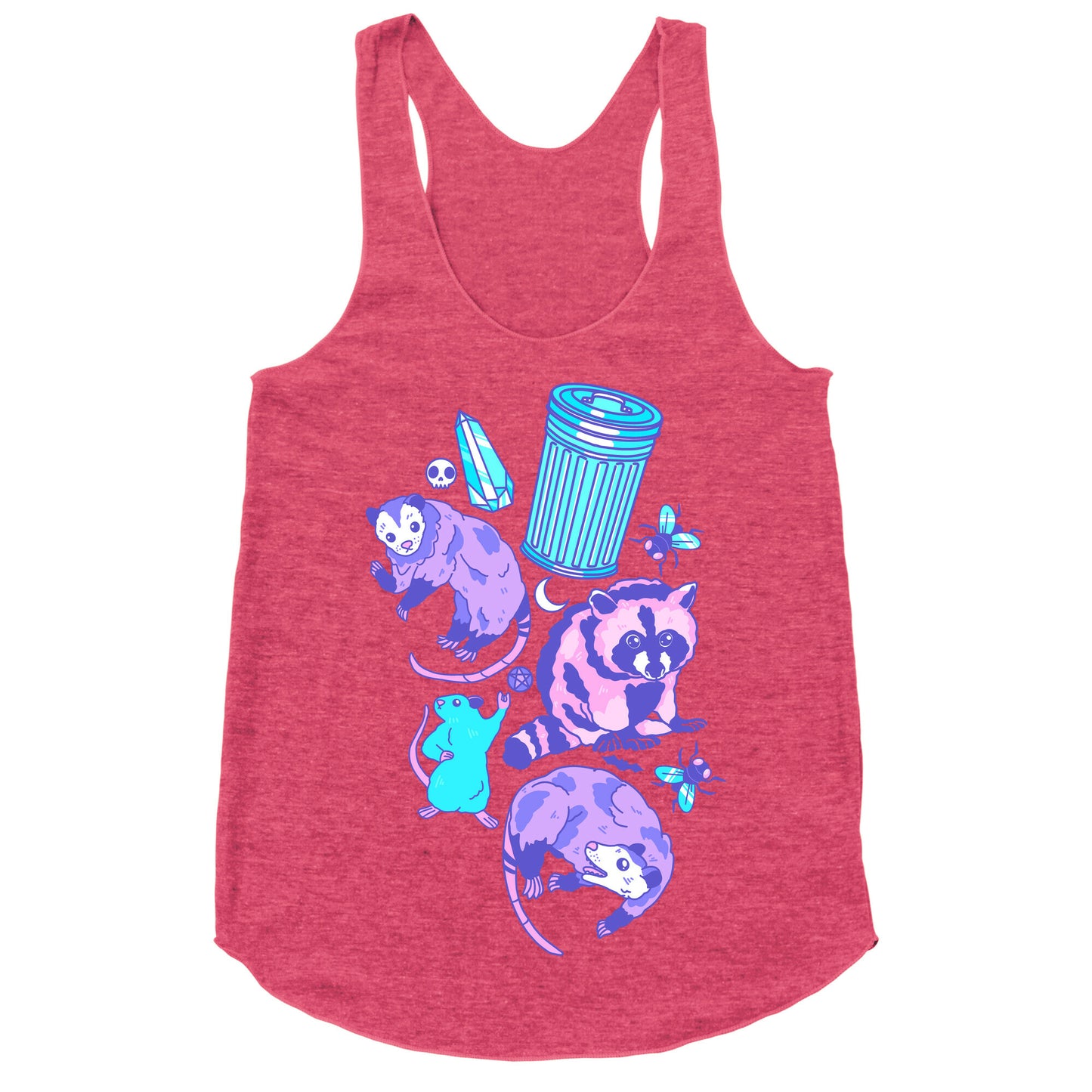 Pastel Goth Trash Animals Pattern Racerback Tank