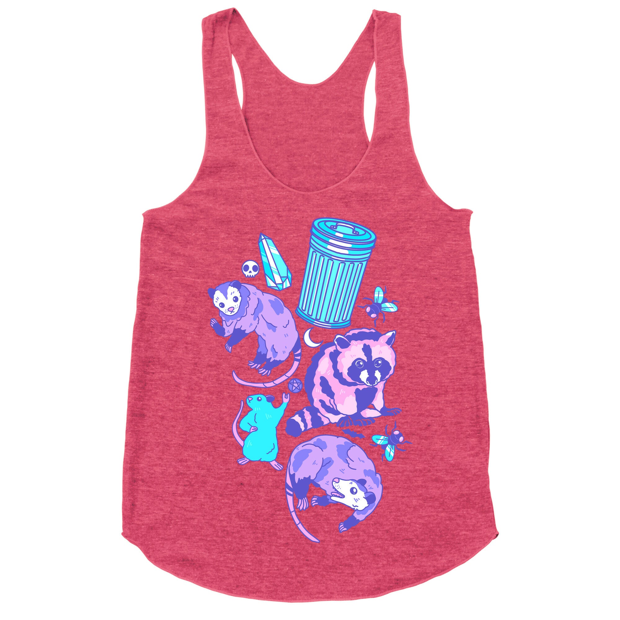 Pastel Goth Trash Animals Pattern Racerback Tank