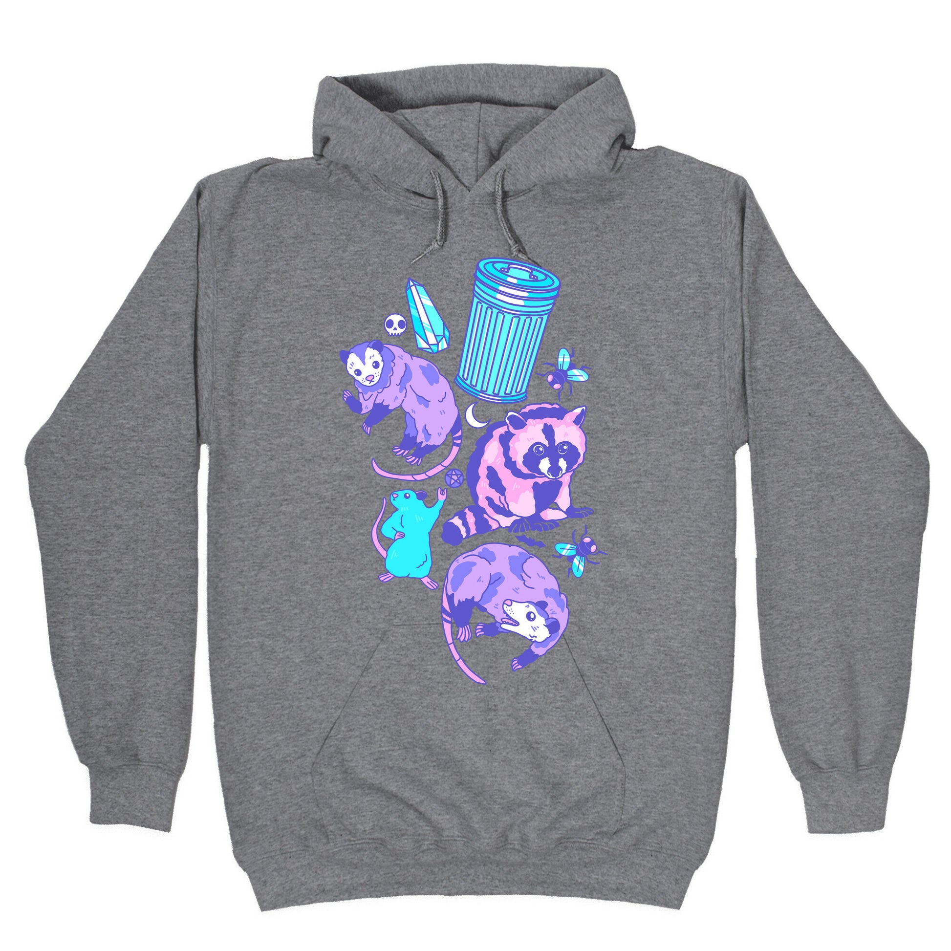 Pastel Goth Trash Animals Pattern Hoodie