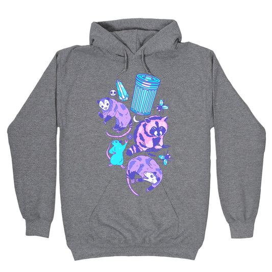 Pastel Goth Trash Animals Pattern Hoodie