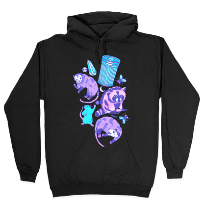 Pastel Goth Trash Animals Pattern Hoodie