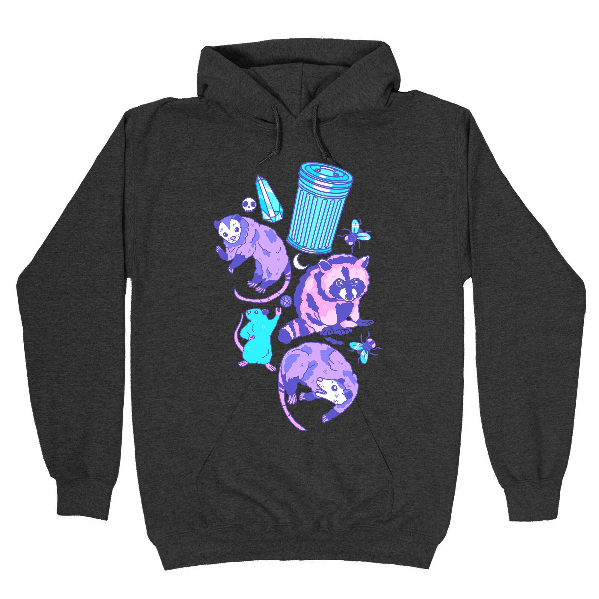 Pastel Goth Trash Animals Pattern Hoodie