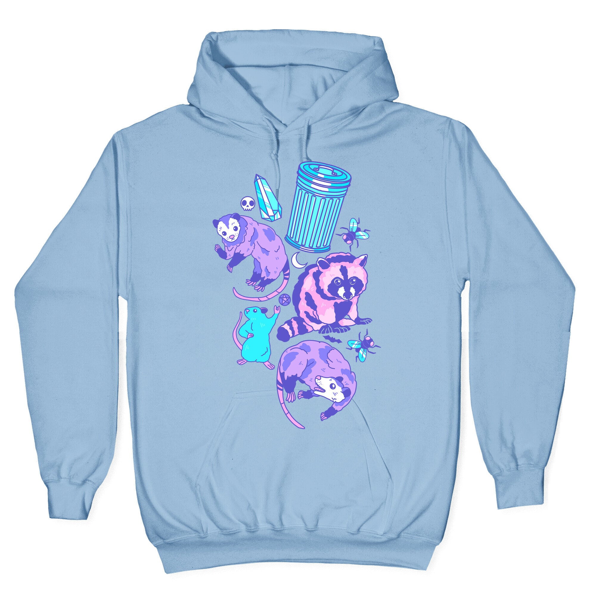 Pastel Goth Trash Animals Pattern Hoodie