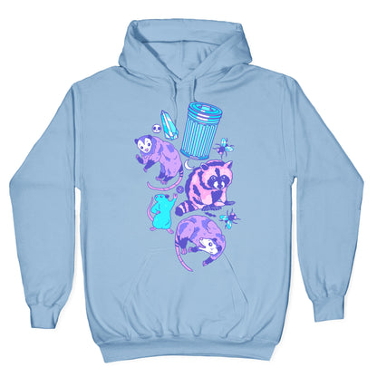 Pastel Goth Trash Animals Pattern Hoodie