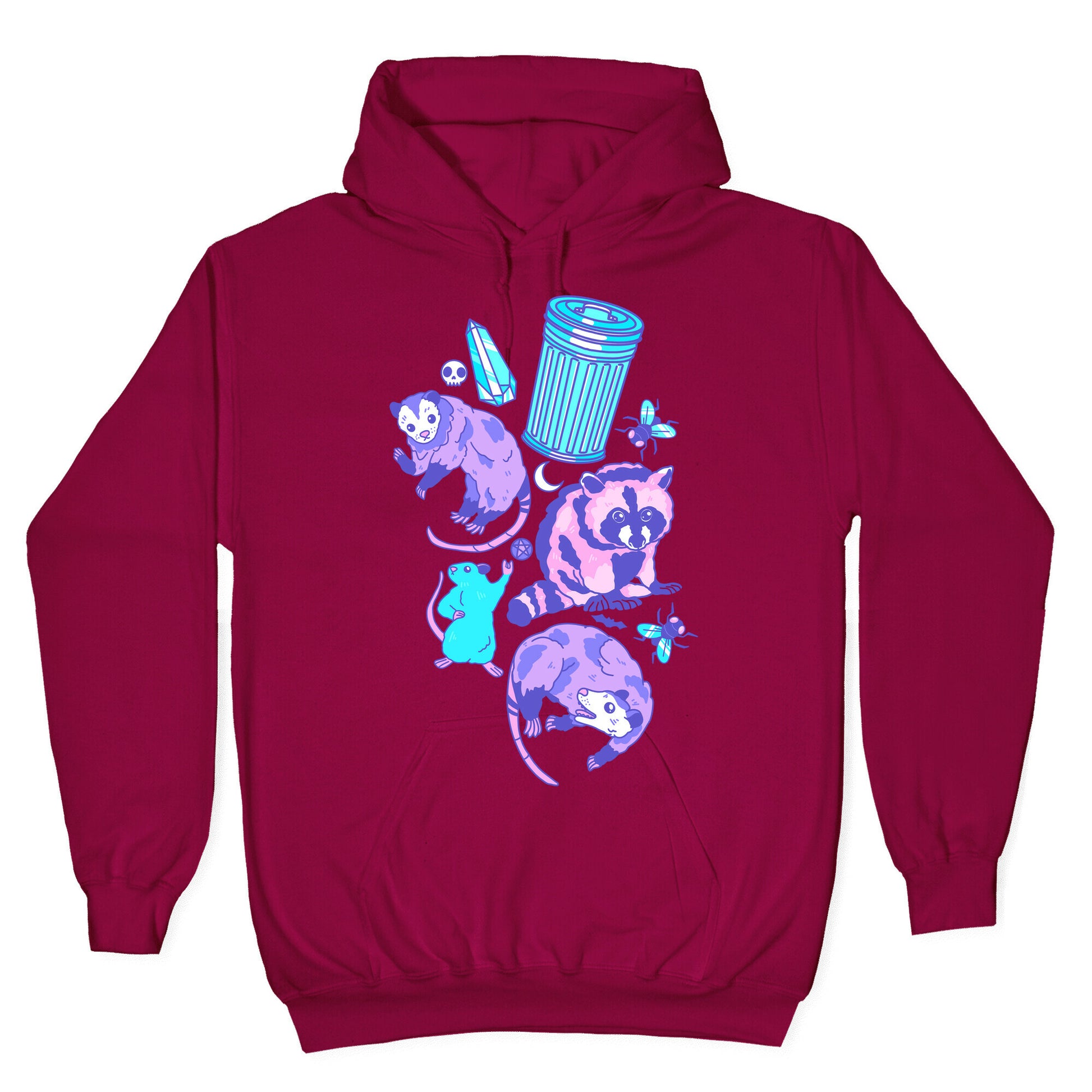 Pastel Goth Trash Animals Pattern Hoodie