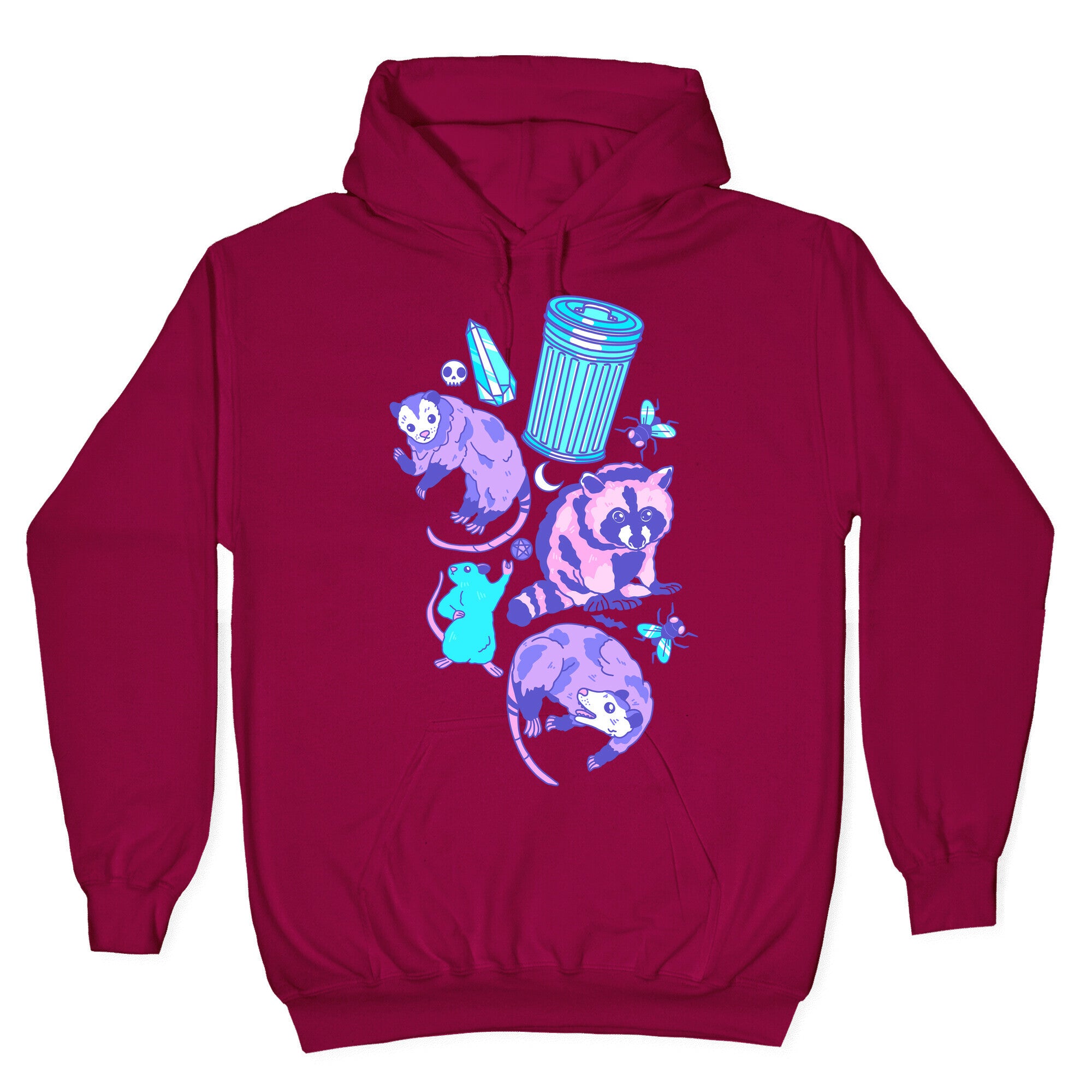 Pastel Goth Trash Animals Pattern Hoodie