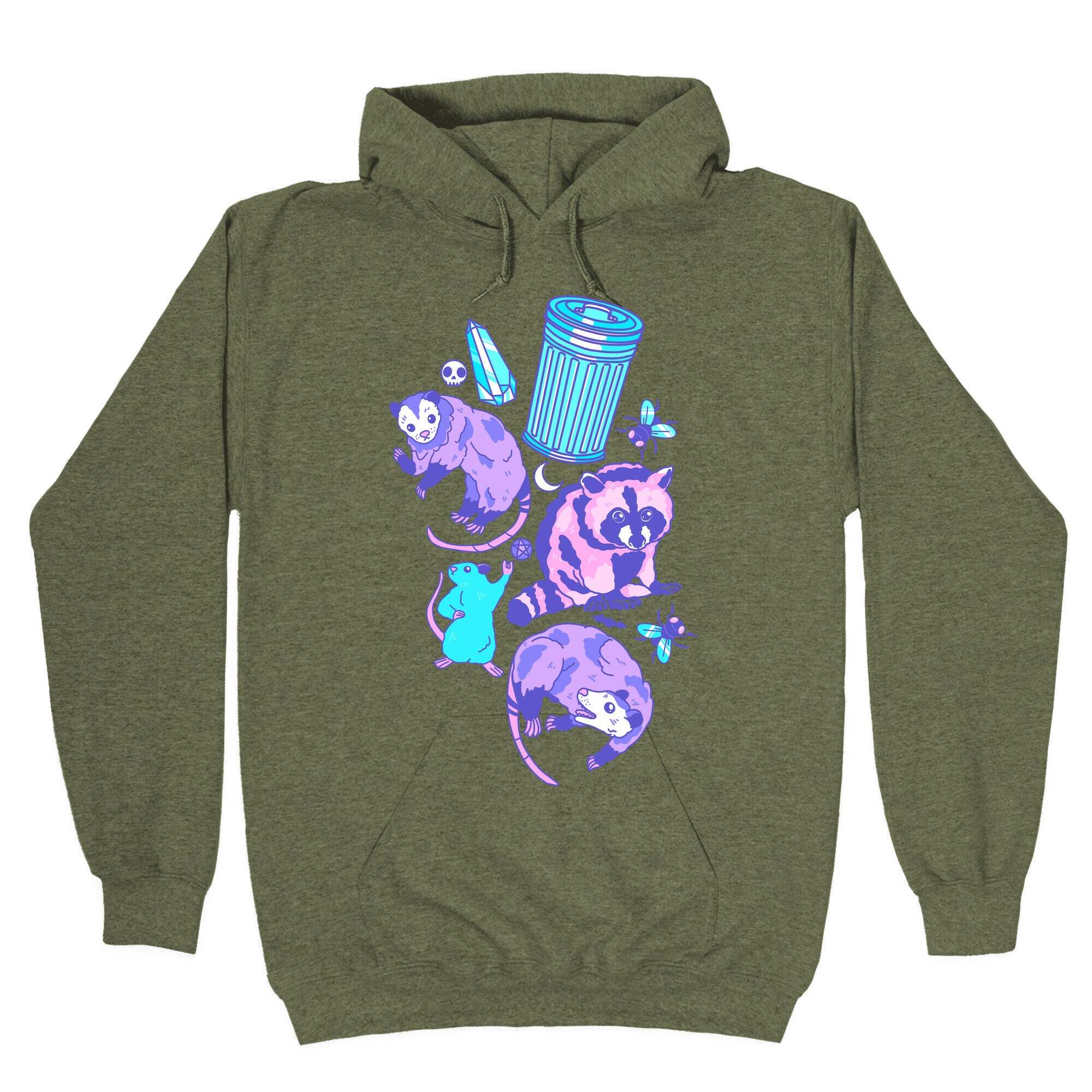 Pastel Goth Trash Animals Pattern Hoodie