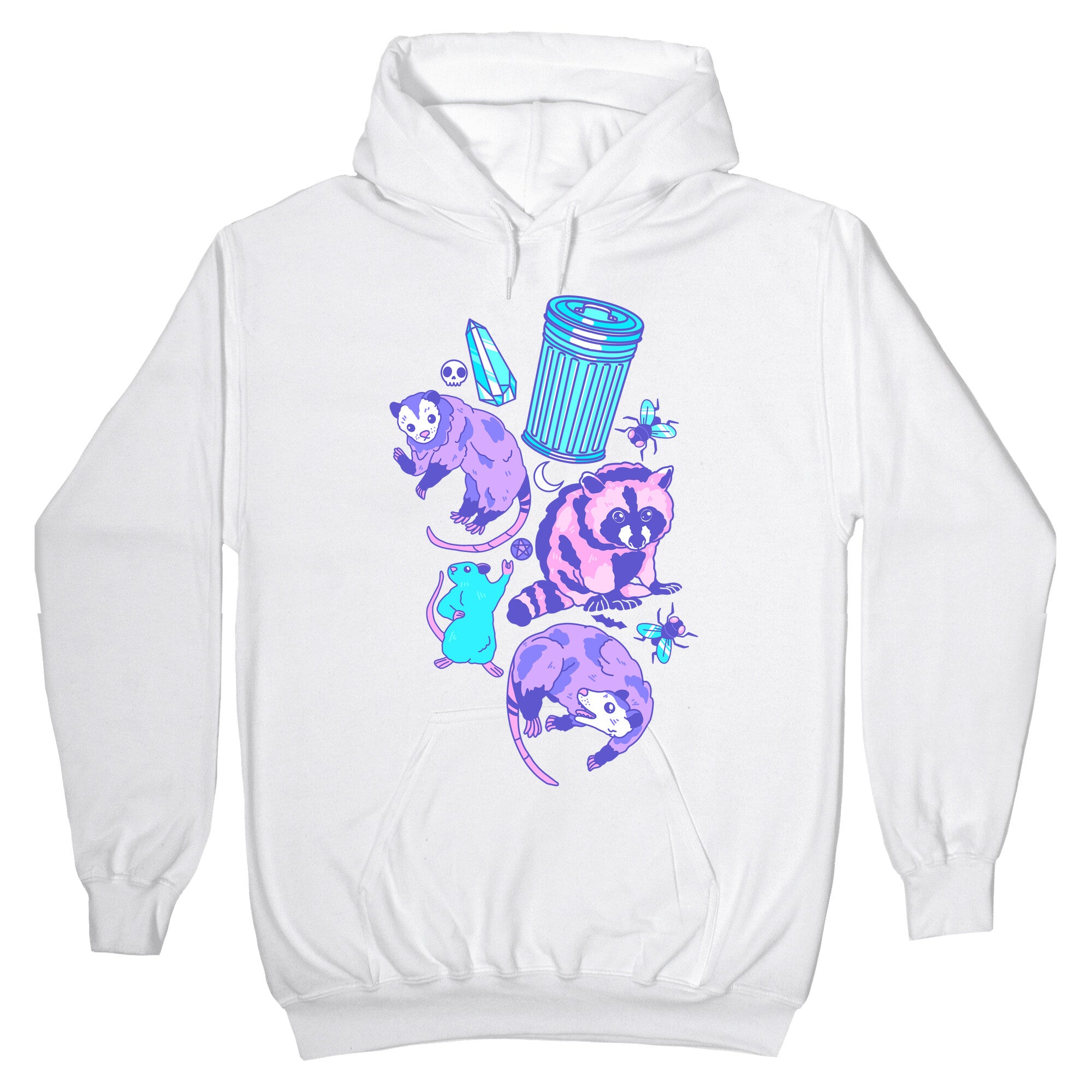 Pastel Goth Trash Animals Pattern Hoodie