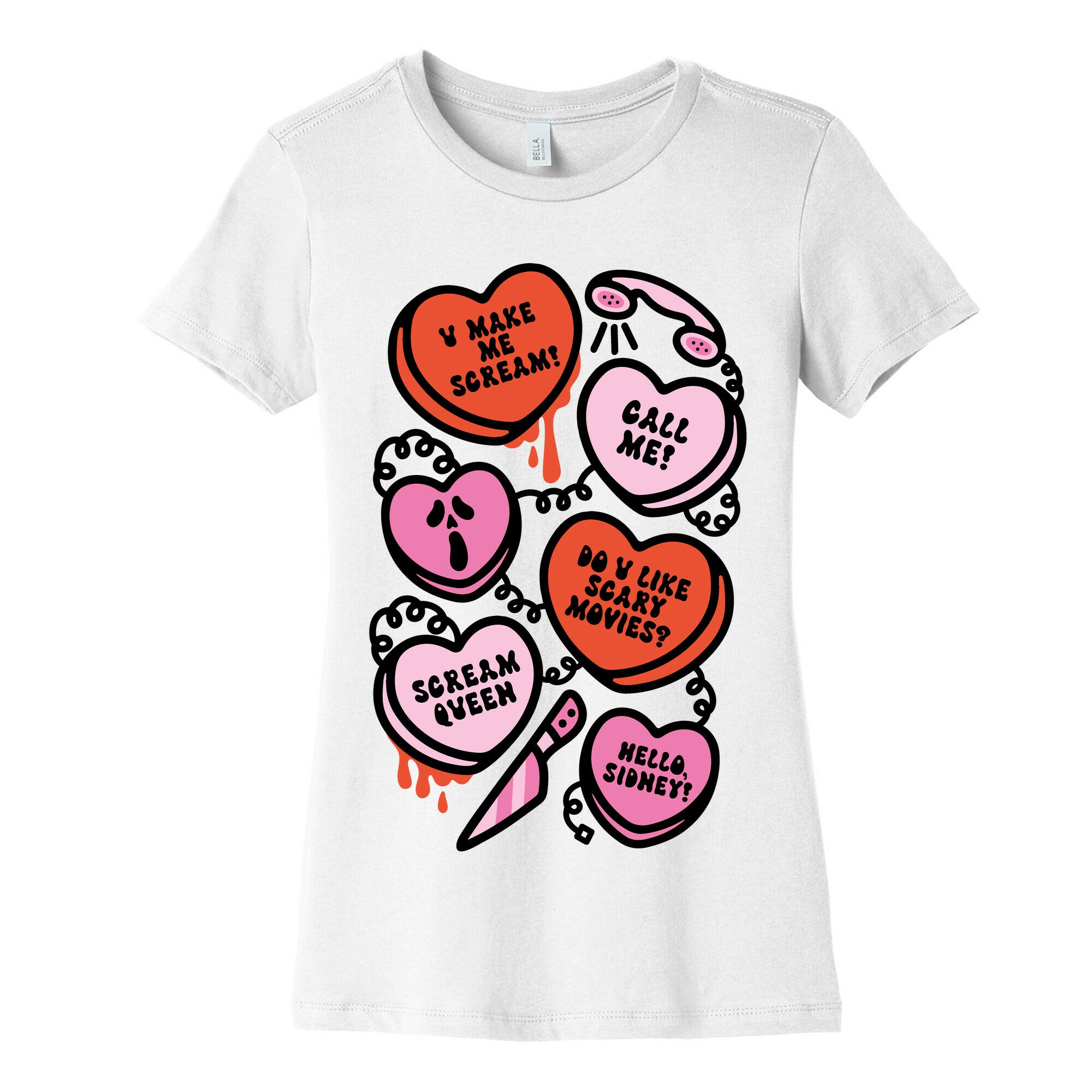 Scream Queen Candy Hearts Parody Women's Cotton Tee