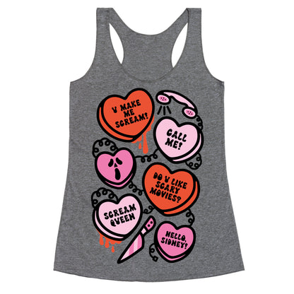 Scream Queen Candy Hearts Parody Racerback Tank