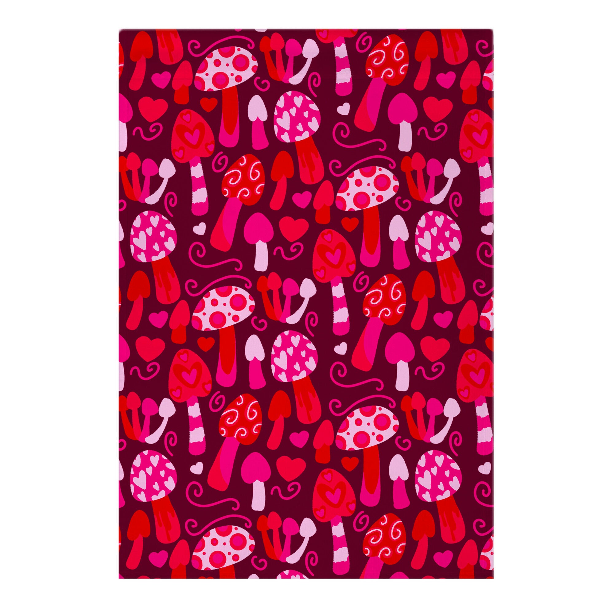 Valentine's Day Mushrooms Pattern Garden Flag